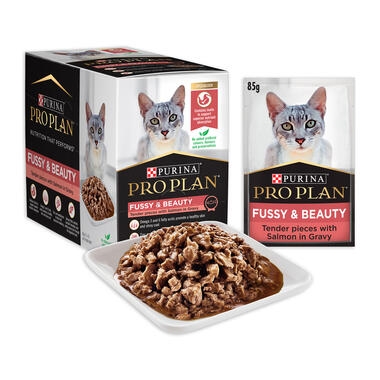 PRO PLAN Fussy Beauty Tender Pieces with Salmon in Gravy Wet Cat Food