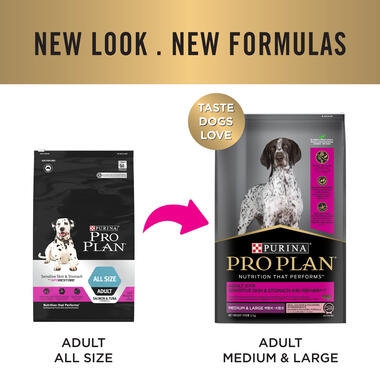 PRO PLAN Adult Medium & Large Sensitive Skin & Stomach Salmon & Mackerel Formula with Prebiotic Fibre Dry Dog Food new look