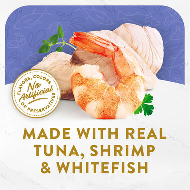 Made with real tuna, shrimp, and whitefish