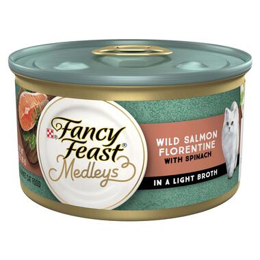 Fancy Feast Medleys Wild Salmon Florentine With Spinach in a Light Broth